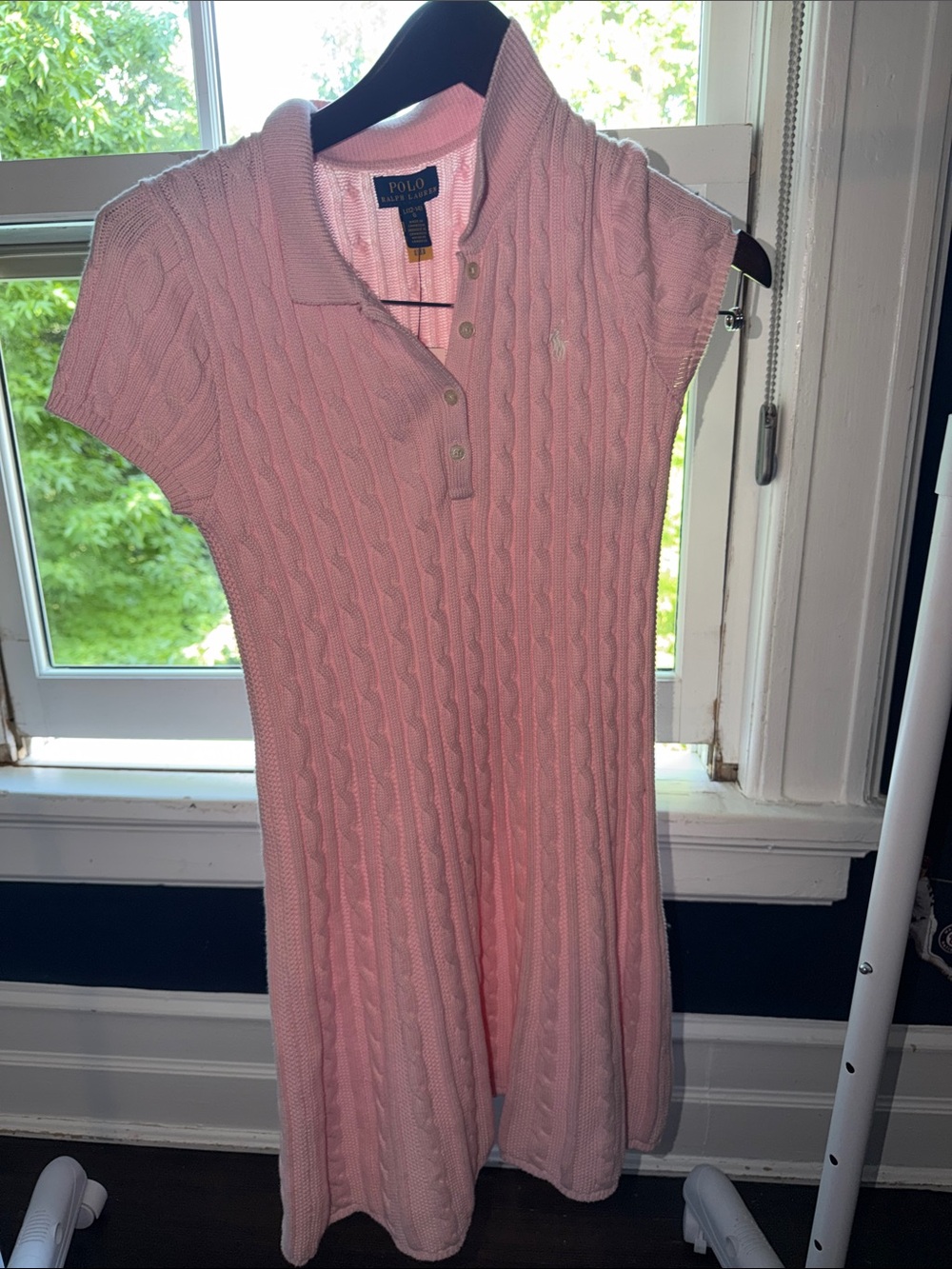 Polo by Ralph Lauren Pink Cable-Knit Polo Dress